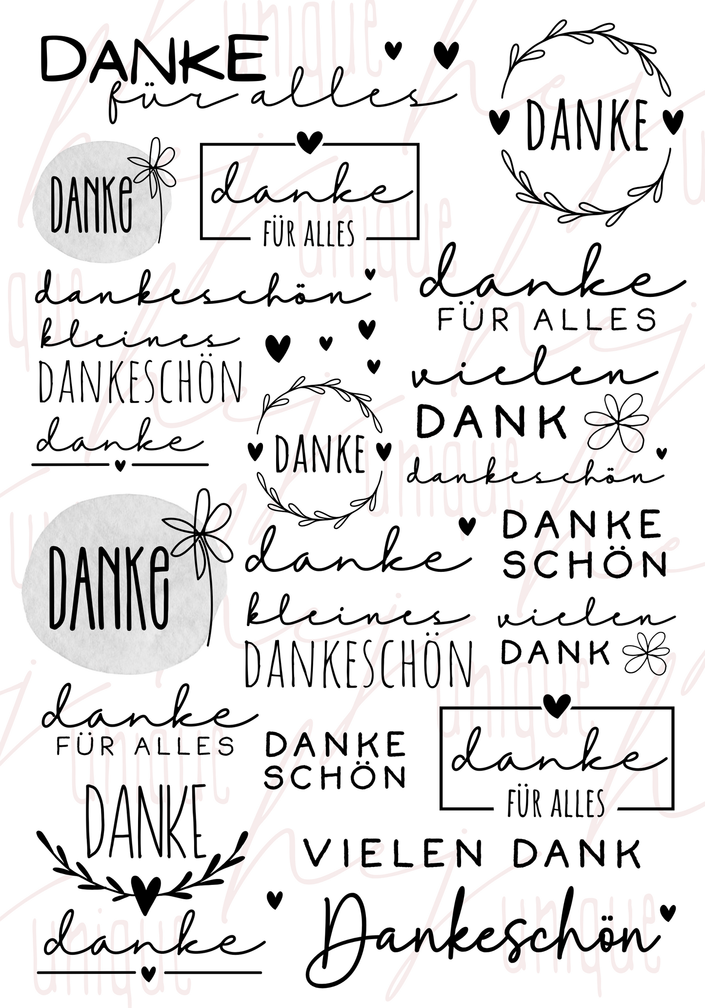 Rub-On Bogen "Danke" A5