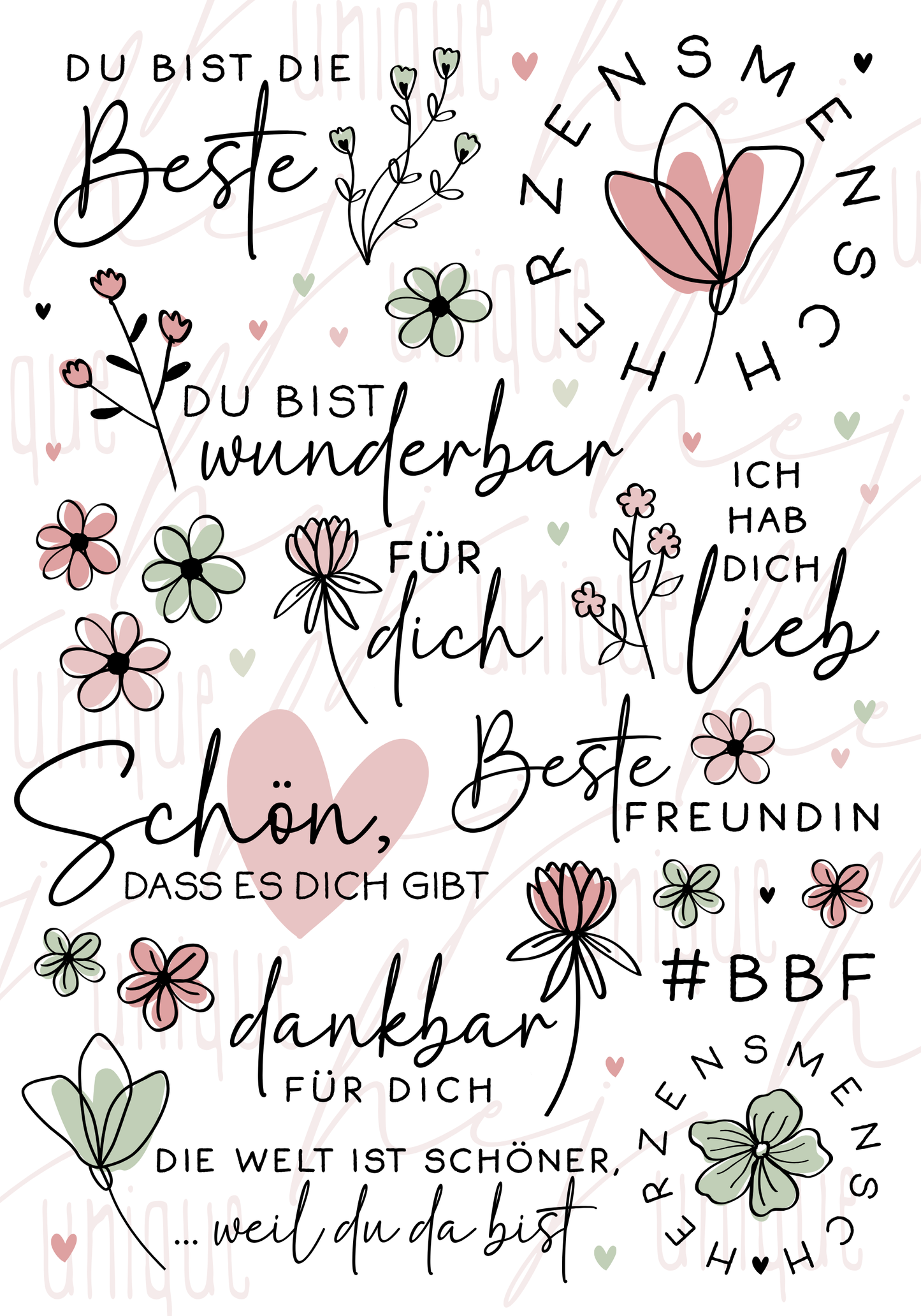 Rub-On Bogen "Beste Freundin" A5