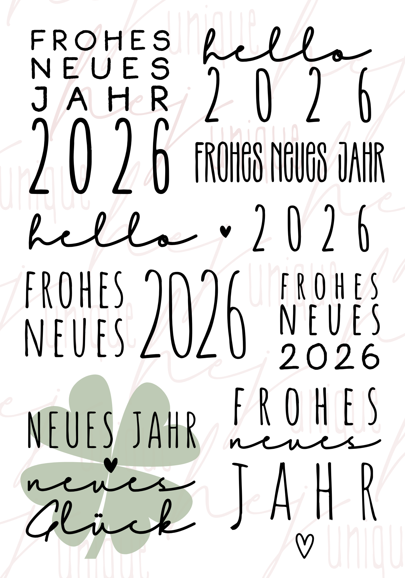 Rub-On Bogen "Frohes Neues XL"