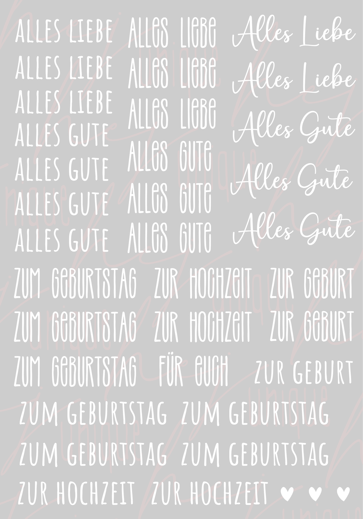 Rub-On Bogen "Schriftzüge besondere Anlässe"