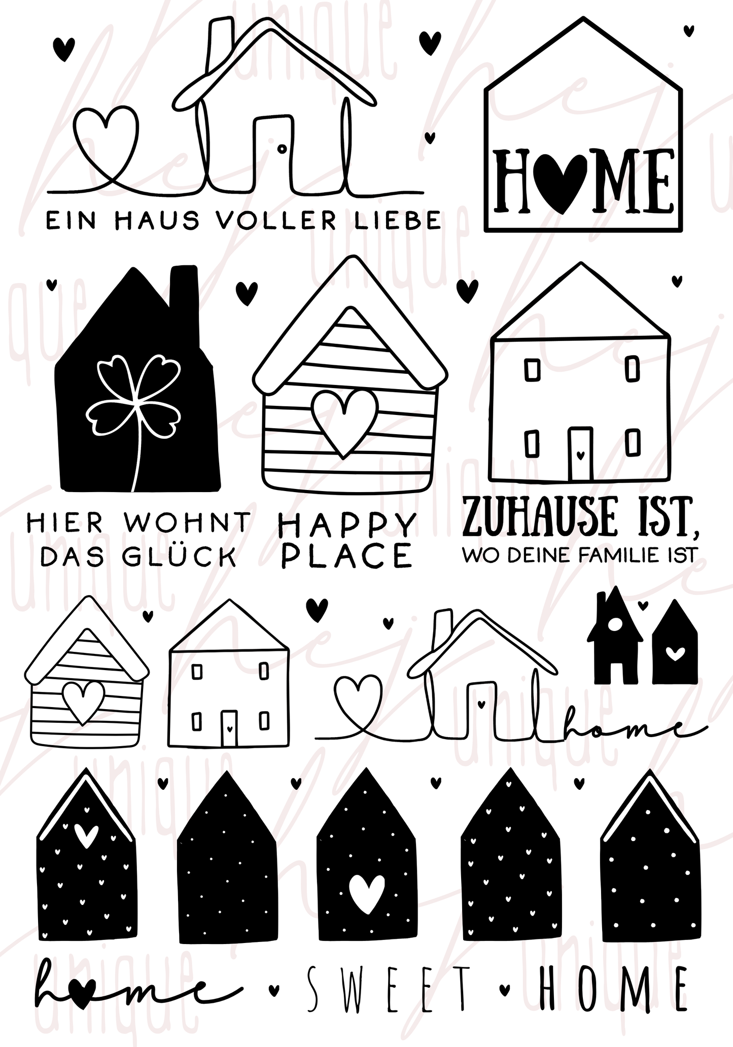 Rub-On Bogen "Häuser-Liebe" A5