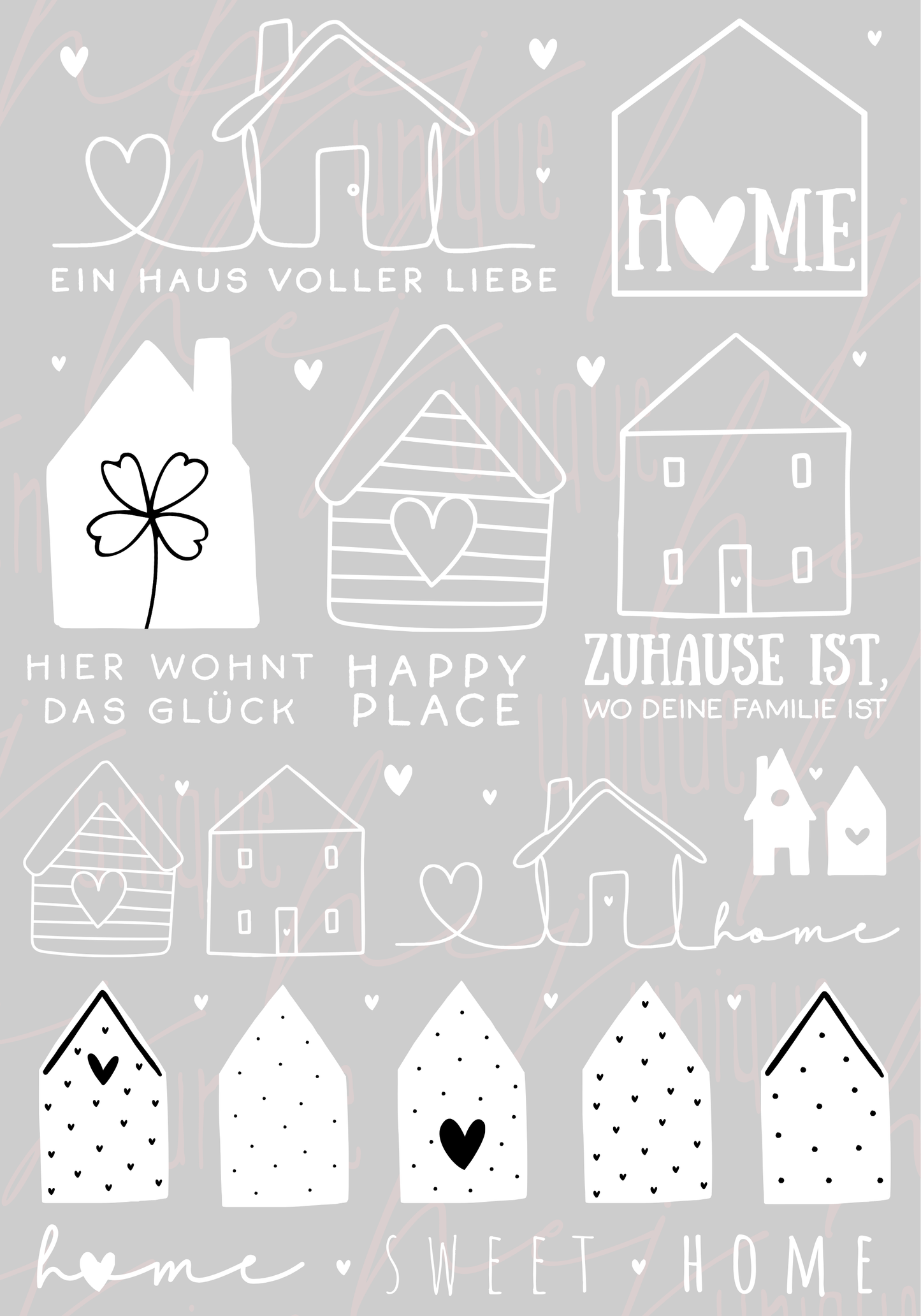 Rub-On Bogen "Häuser-Liebe" A5