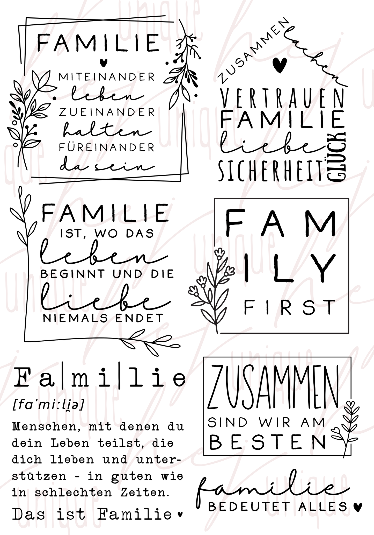 Rub-On Bogen "Familie" A5