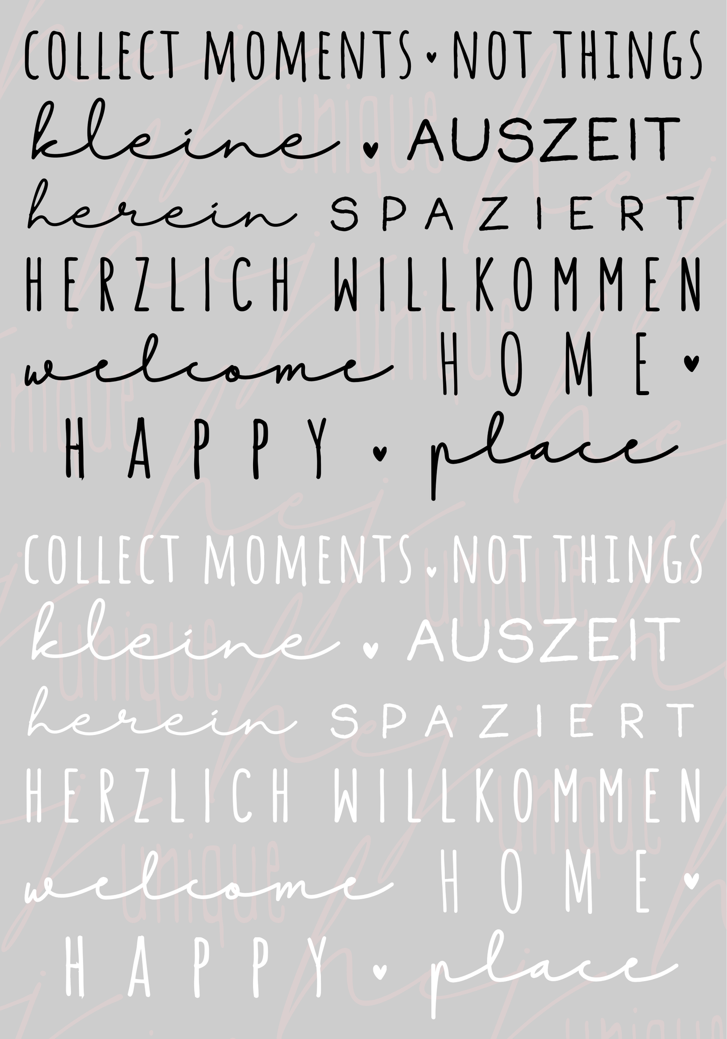 Rub-On Bogen "Schriftzüge Willkommen" A6 / A5