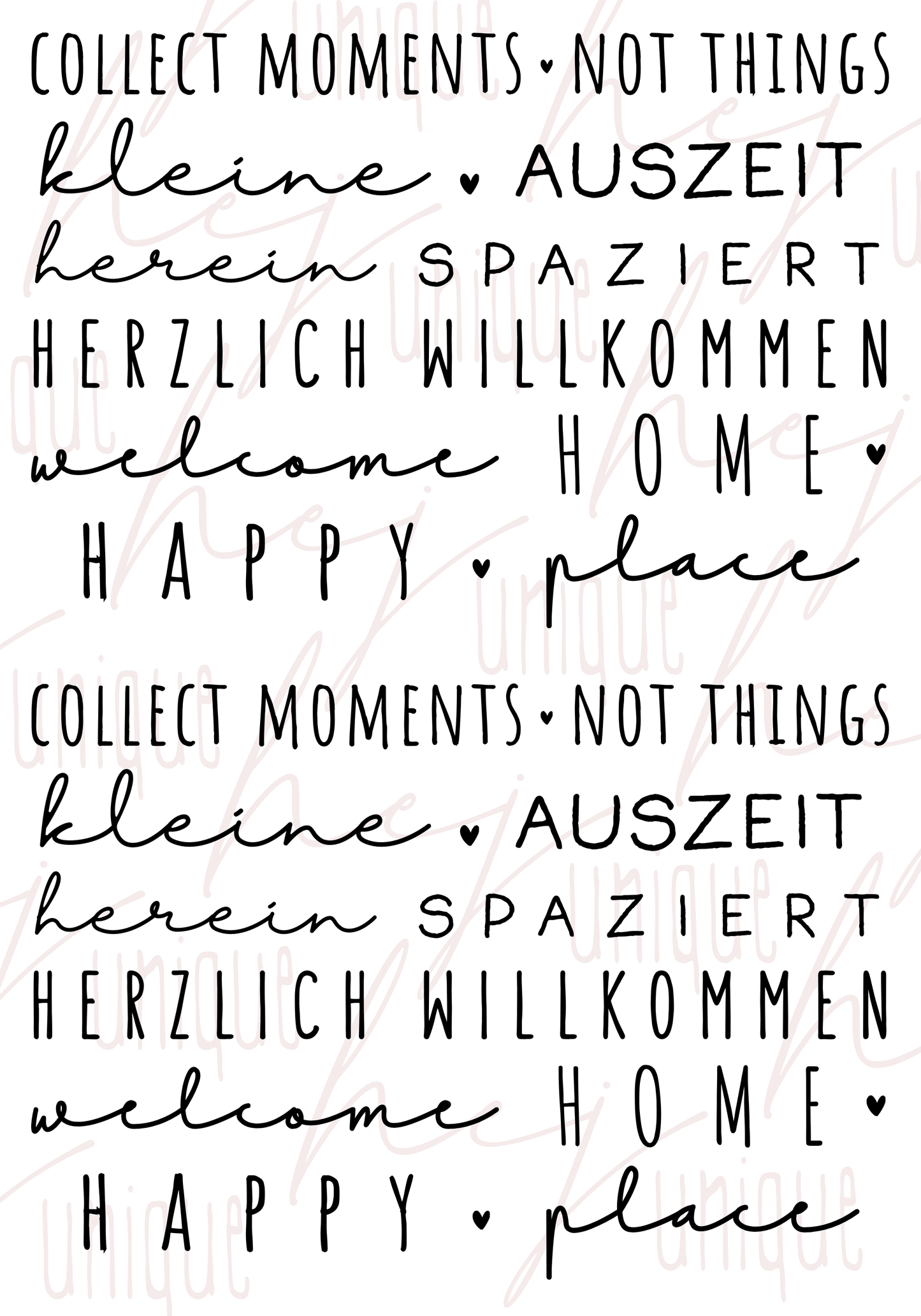Rub-On Bogen "Schriftzüge Willkommen" A6 / A5