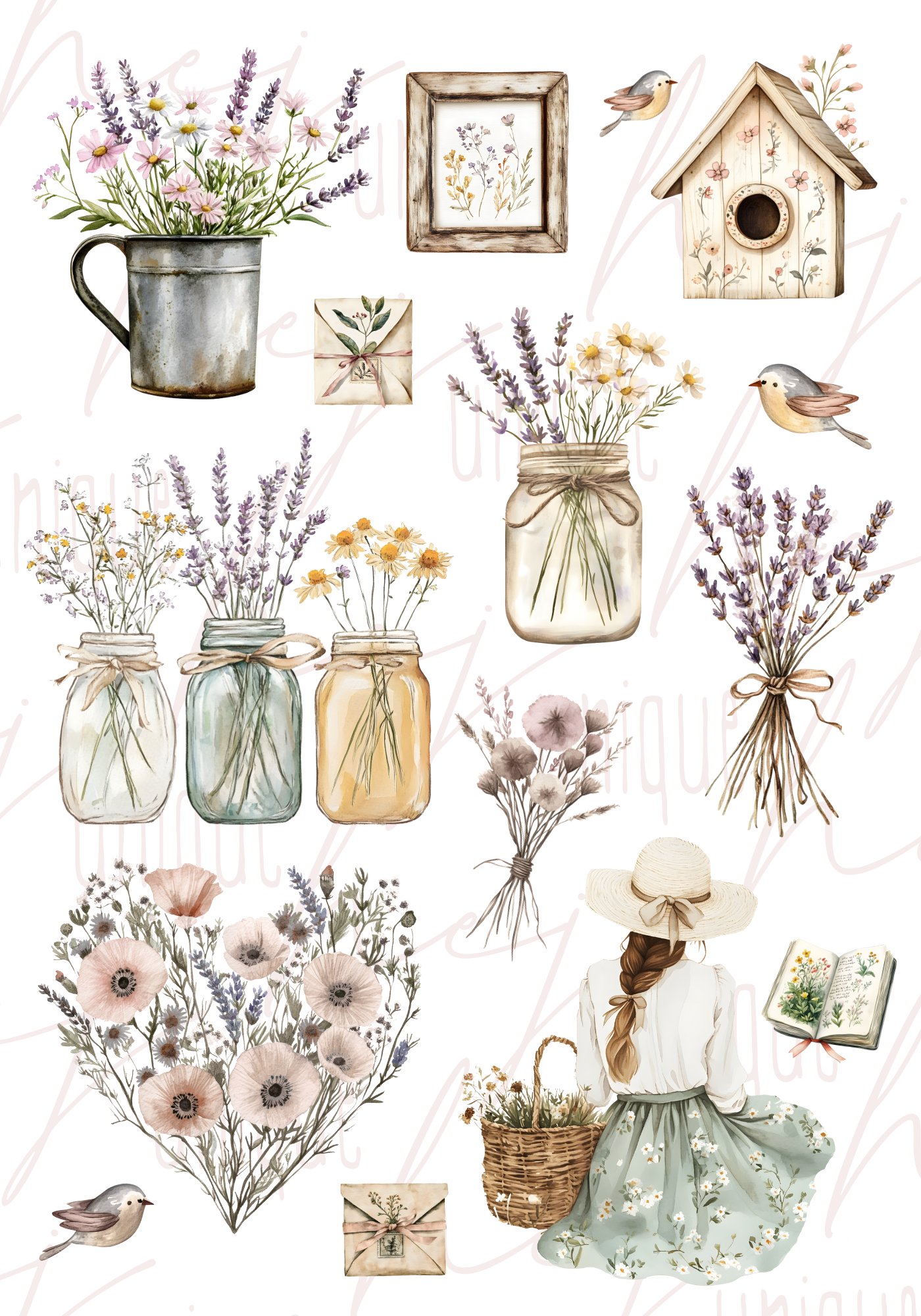 Rub On Aufkleber „Vintage Spring“ A5