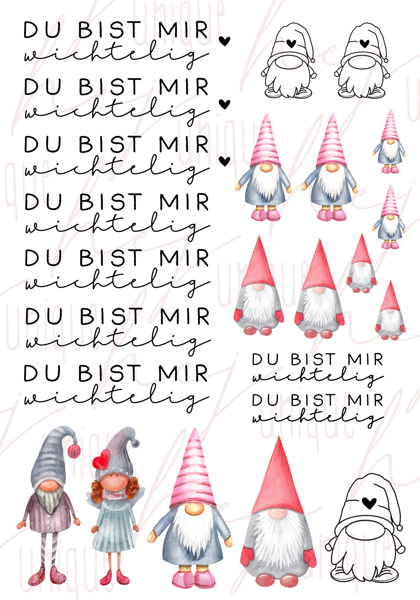 Rub-On Bogen "Du bist mir wichtelig"