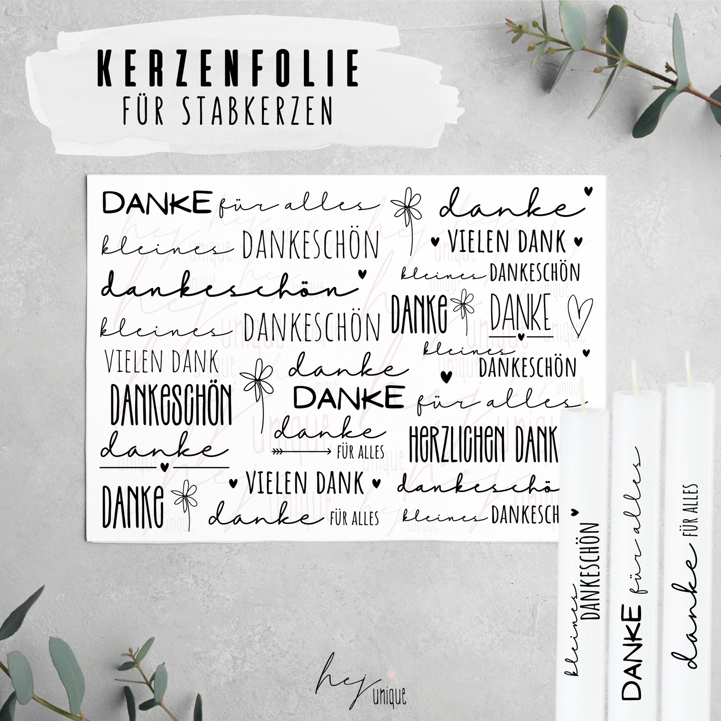 Kerzenfolie *Danke*