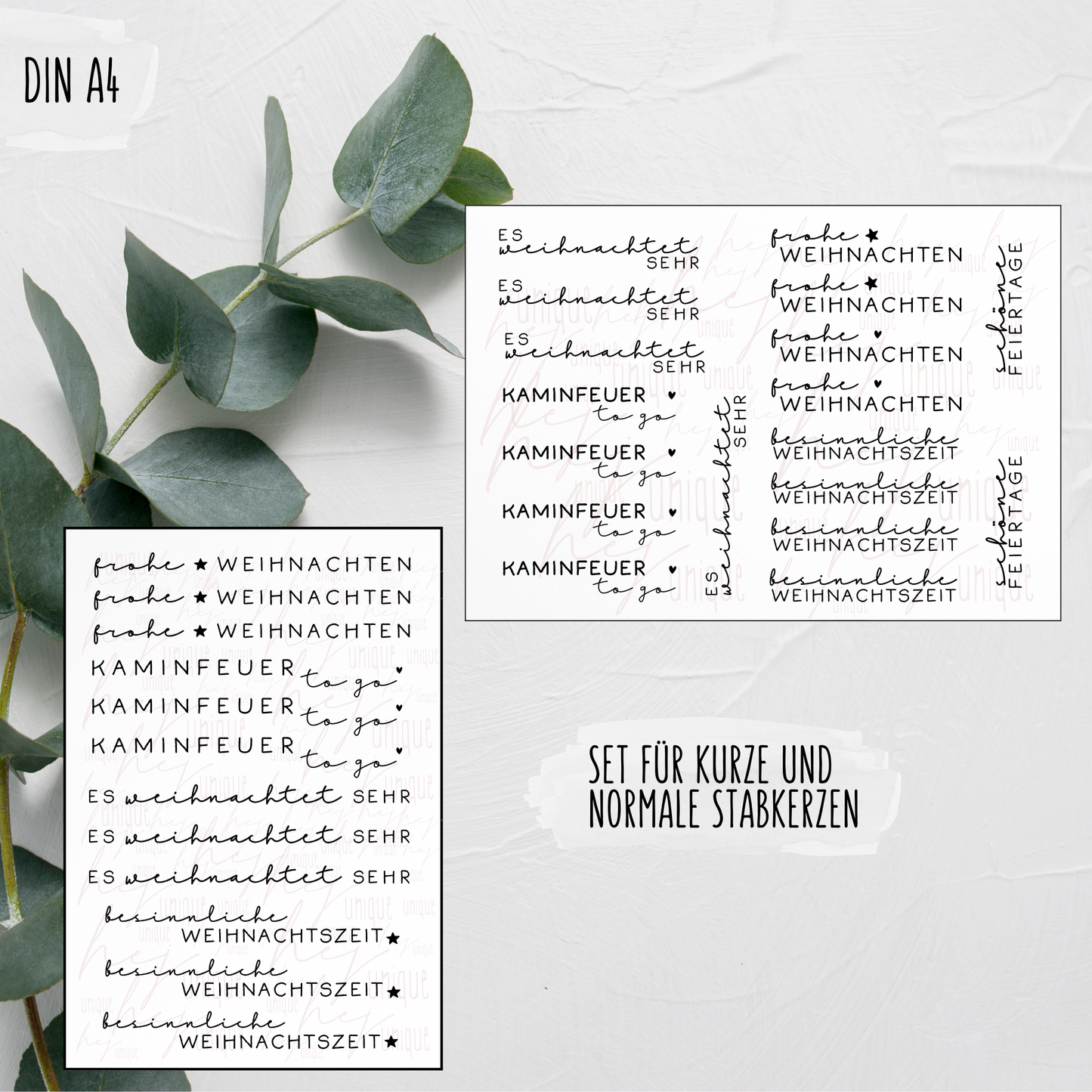 Kerzenfolie Schriftzüge *Es weihnachtet sehr* normale Stabkerzen