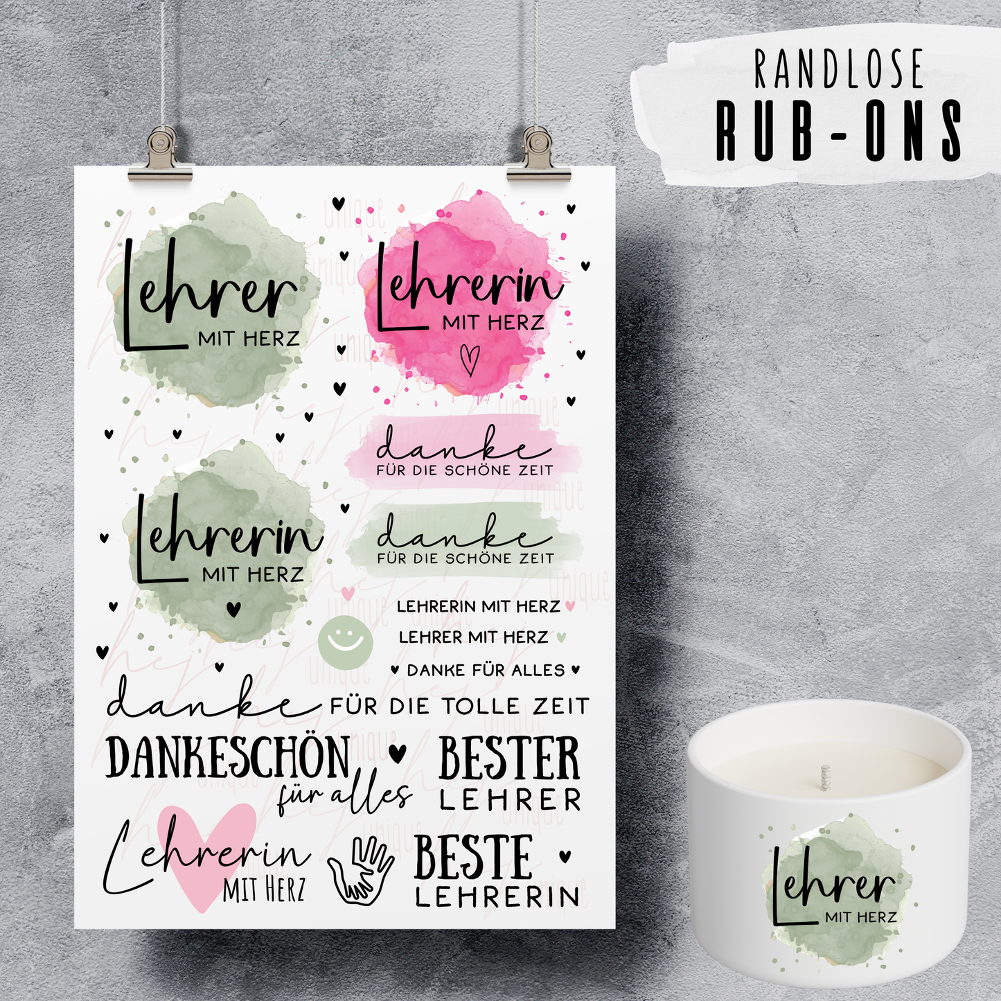 Rub-On Bogen "Beste/r Lehrer/in" A5