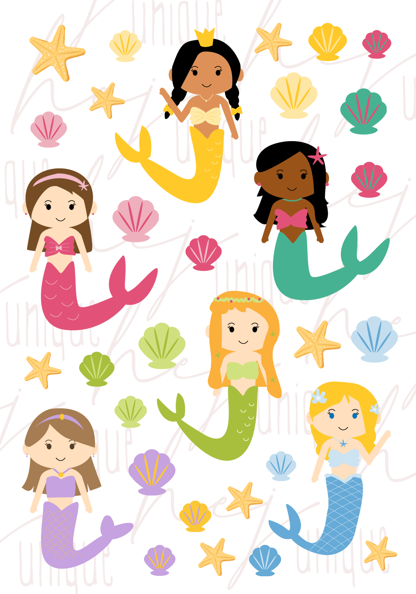 Rub-On Bogen "Meerjungfrauen" A5