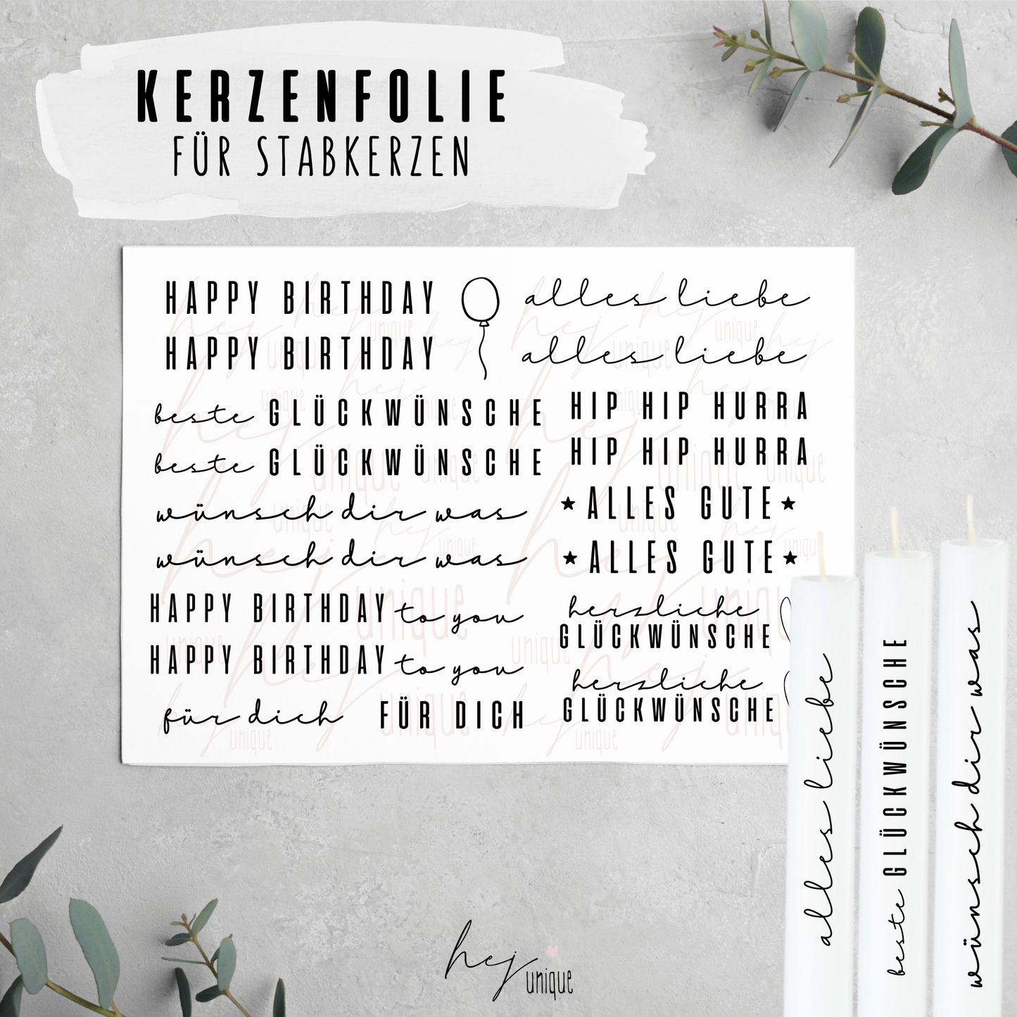 Kerzenfolie *Happy Birthday*