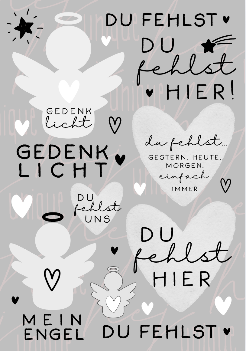 Rub-On Bogen „Du fehlst" A5