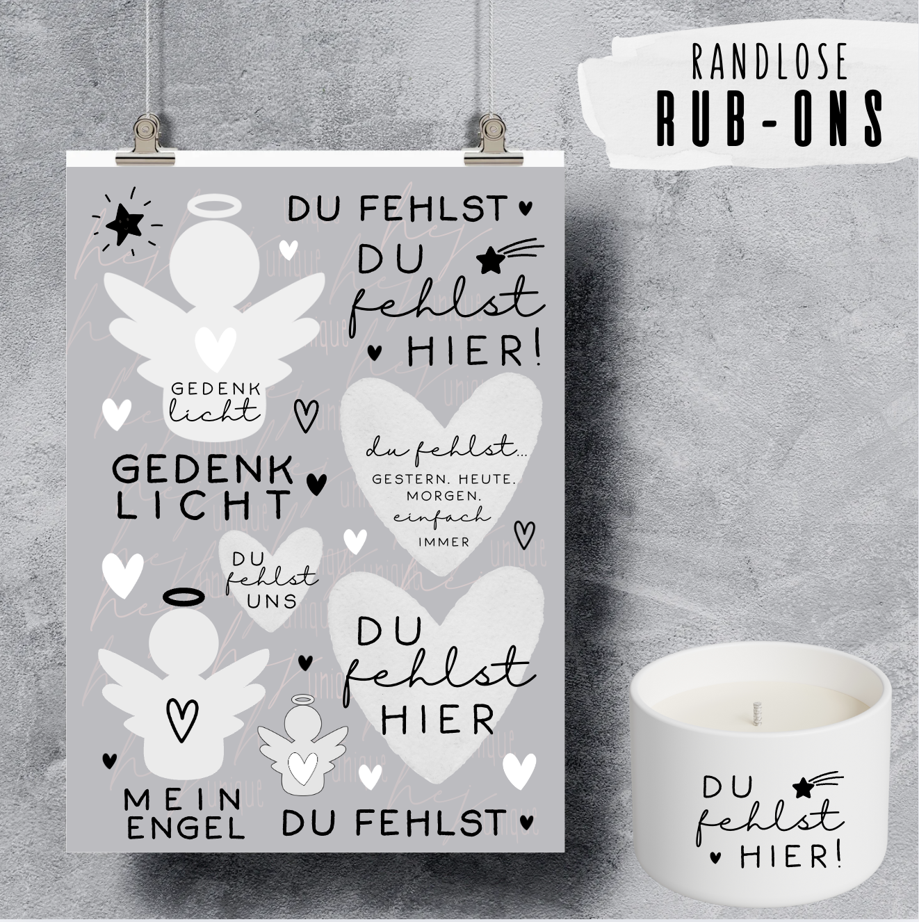 Rub-On Bogen „Du fehlst" A5