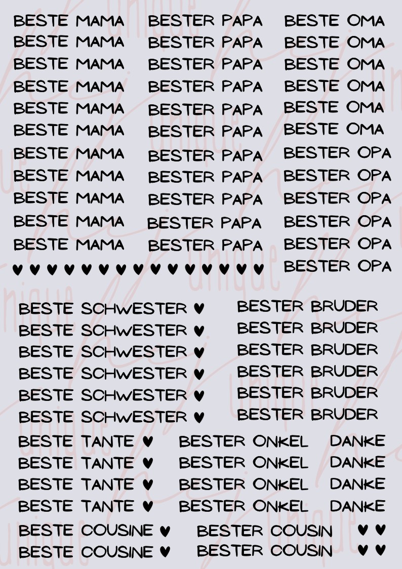 Rub-On Bogen "Family, Friends& Others" Mini zb für Kugelschreiber