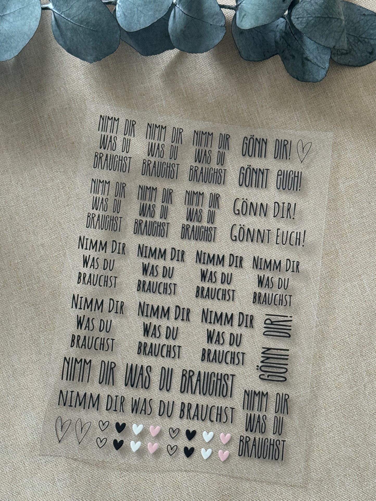 Rub-On Bogen "Nimm dir was du brauchst"