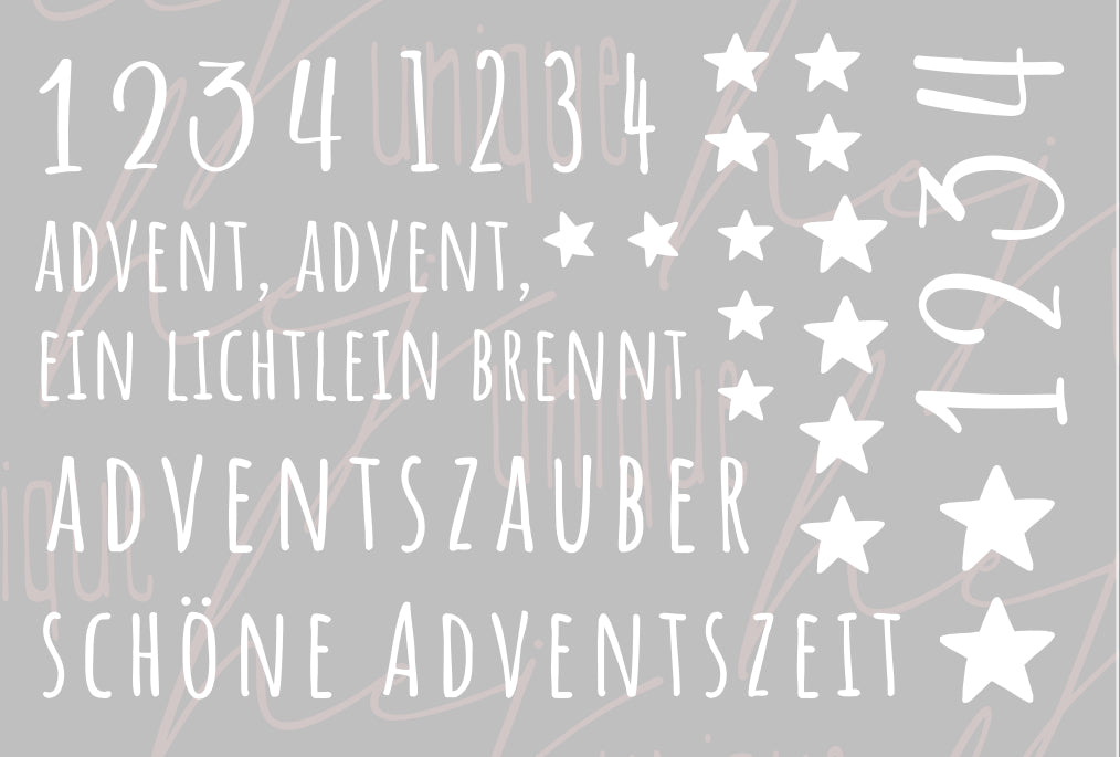 Rub-On Bogen "Advent, Advent" weiss A6
