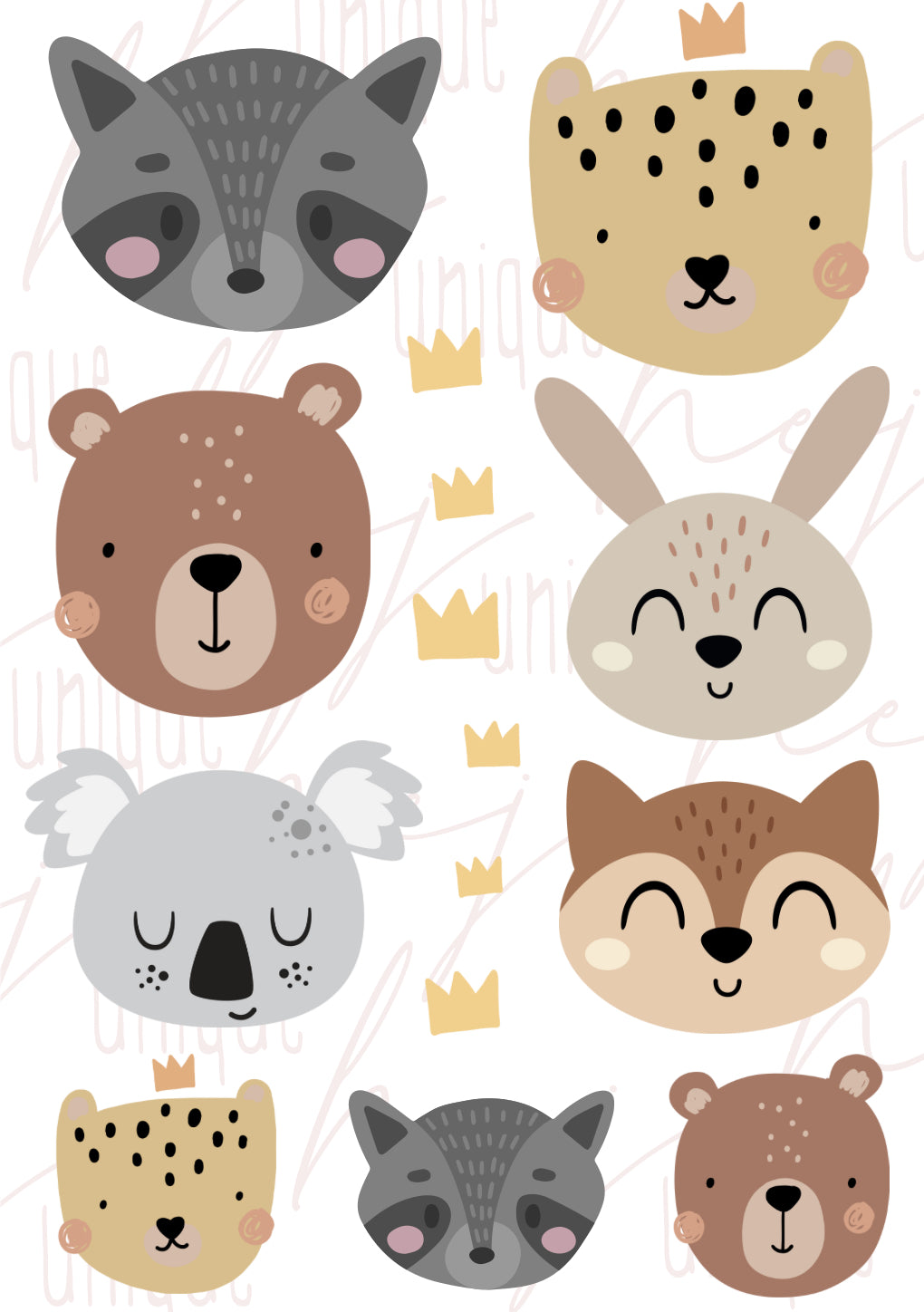 Rub-On Bogen „Tierköpfe“ A5