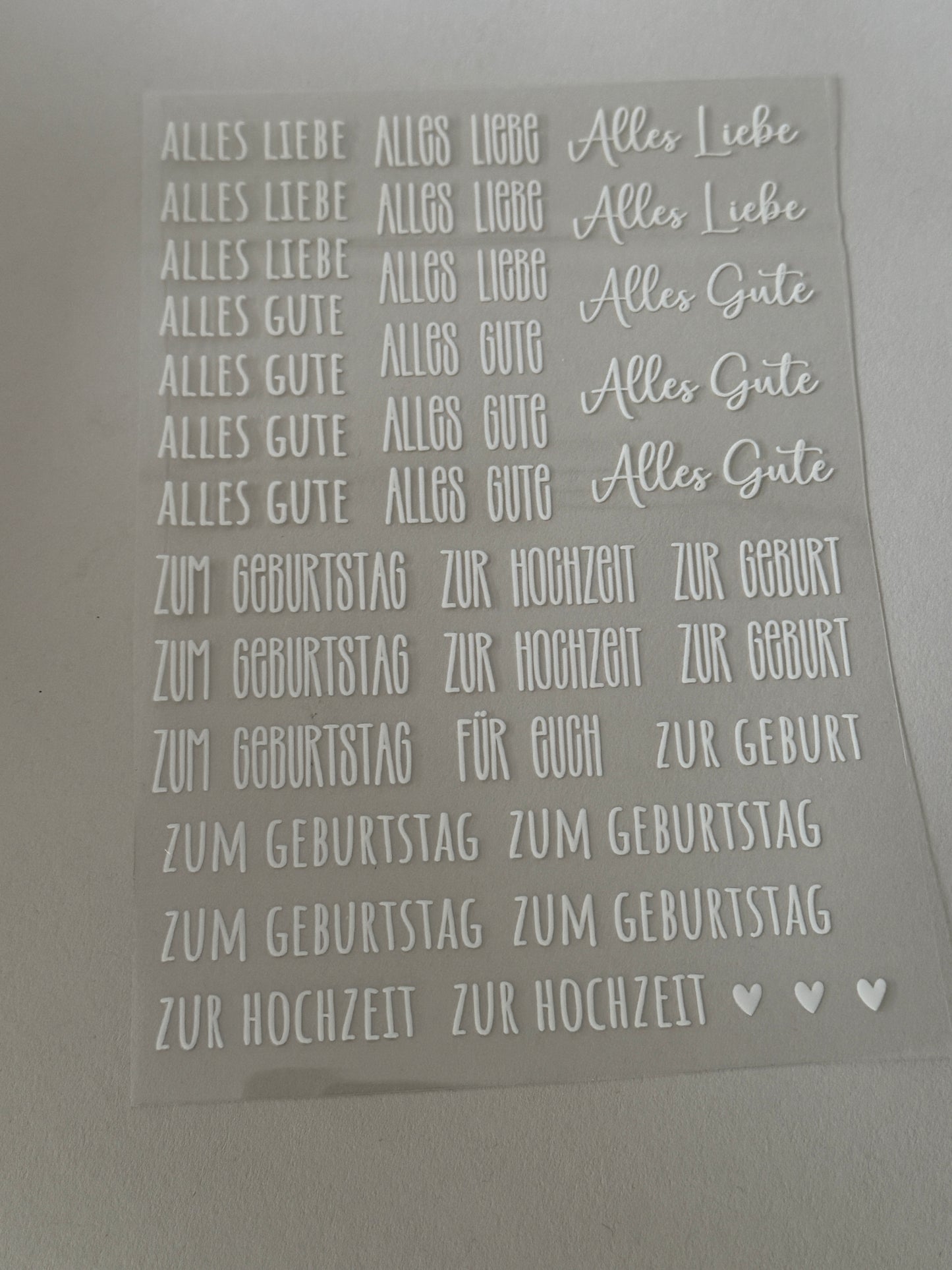 Rub-On Bogen "Schriftzüge besondere Anlässe"