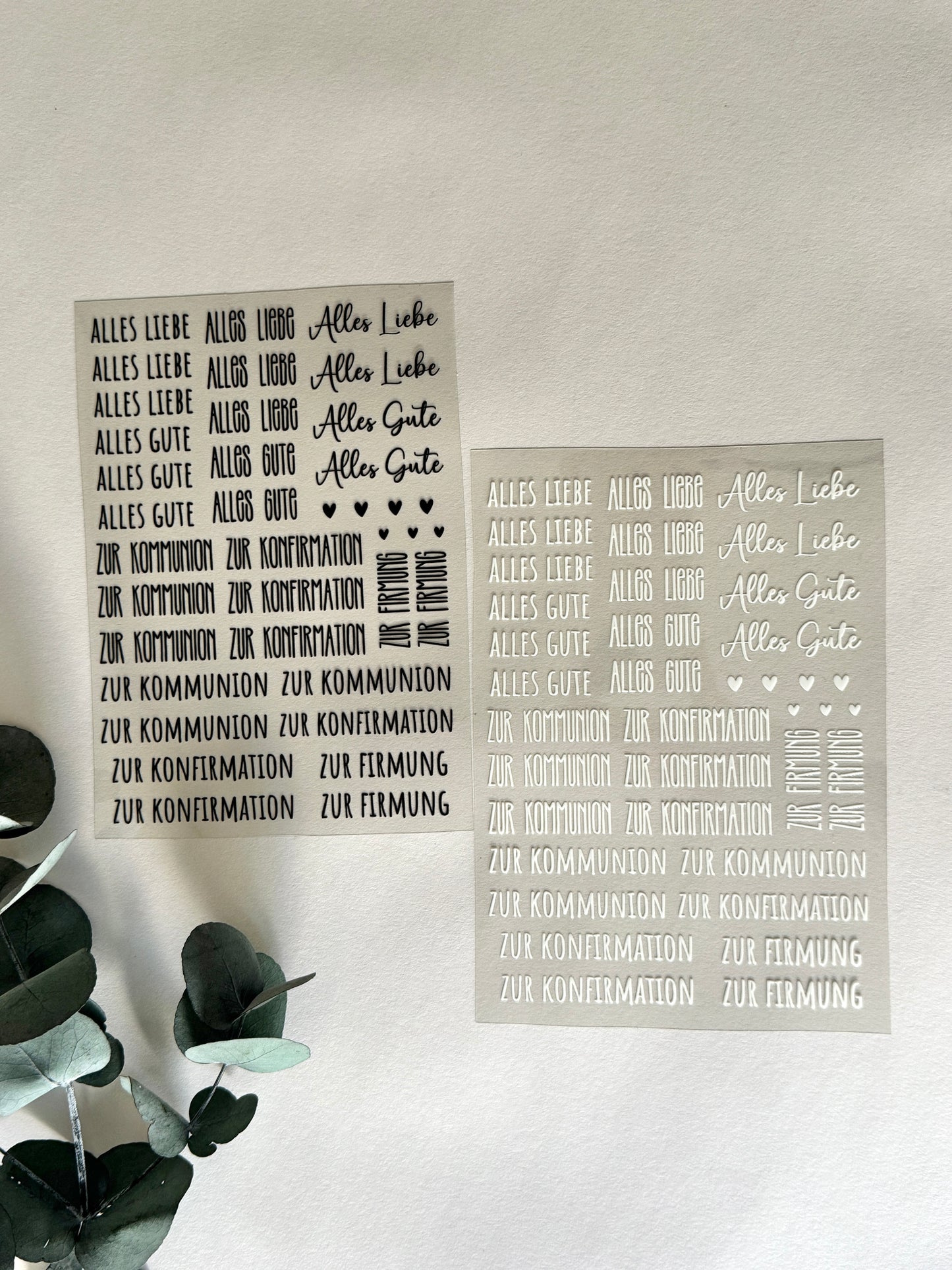 Rub-On Bogen "Schriftzüge Kommunion/ Konfirmation/ Firmung"