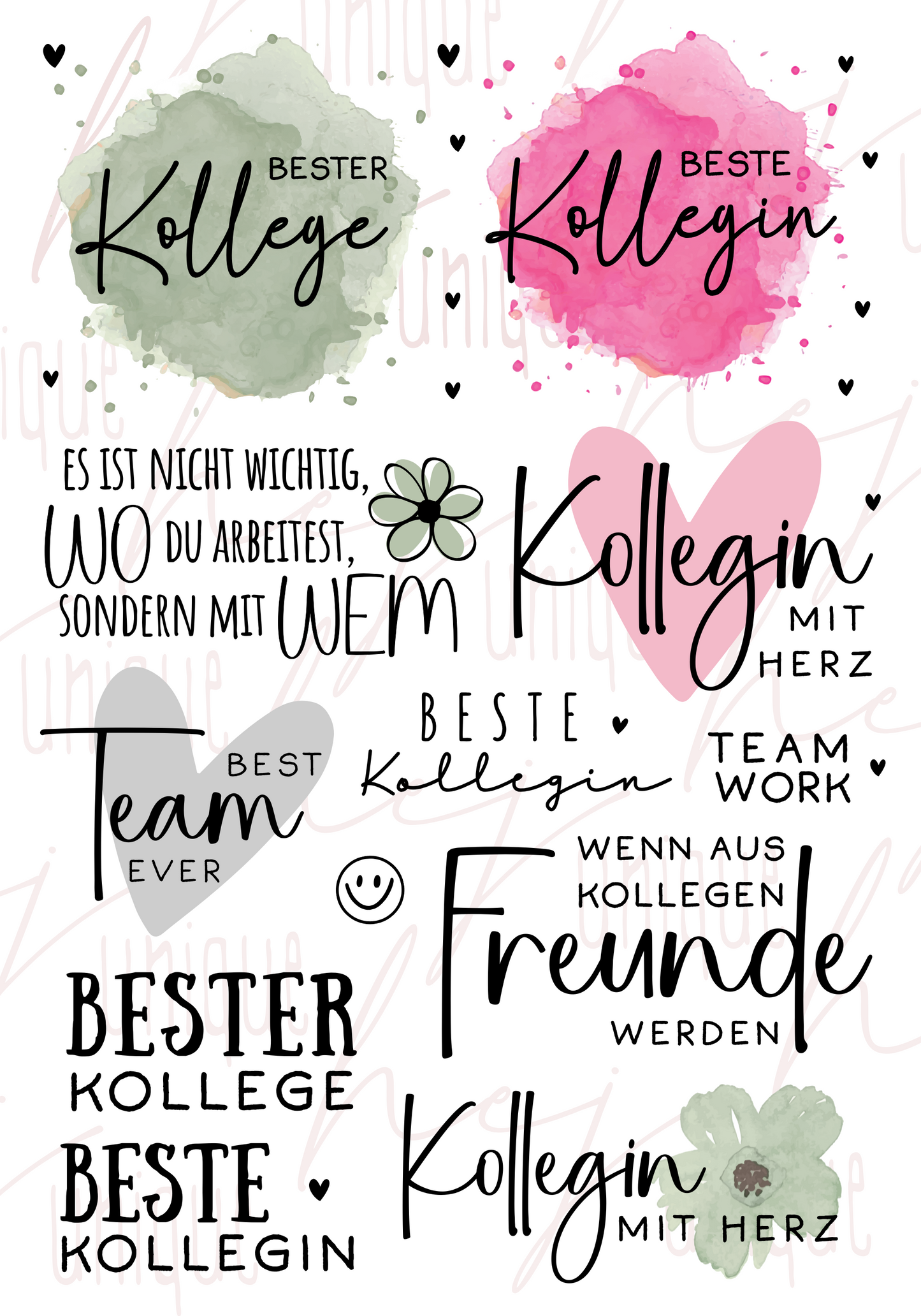 Rub-On Bogen "Kollege / Kollegin" A5
