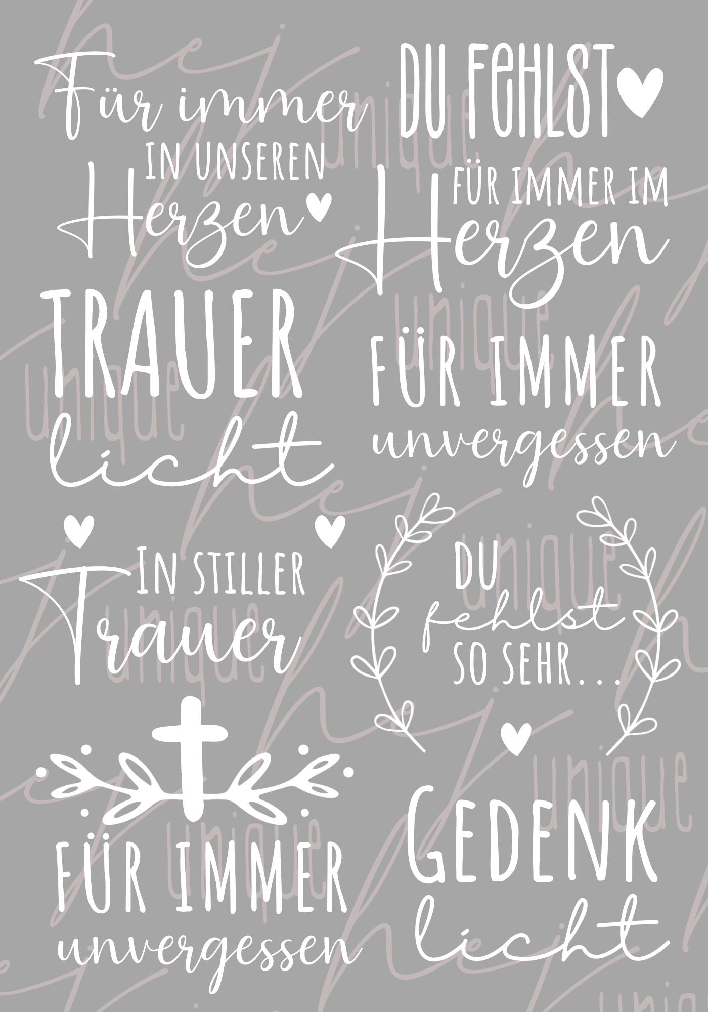 Rub-On Bogen „Trauer“ A5