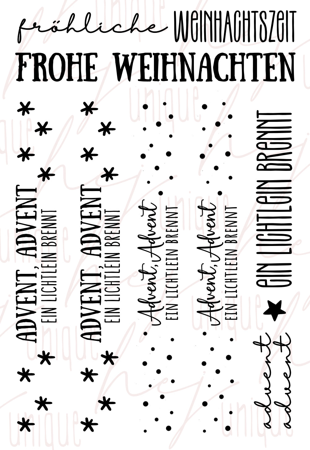 Rub-On Bogen "Schriftzüge Klötzchen XMas"