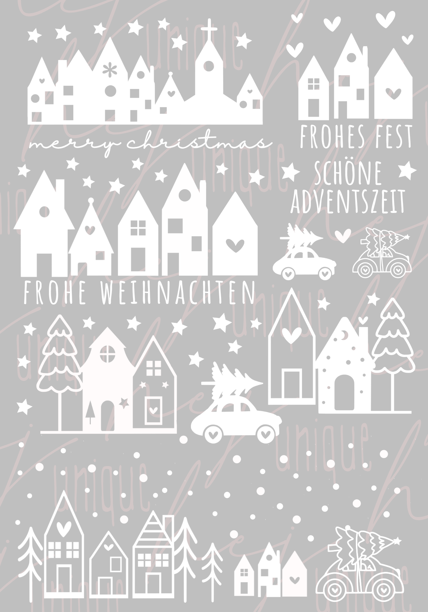 Rub-On Bogen "Lichthäuser" weiss