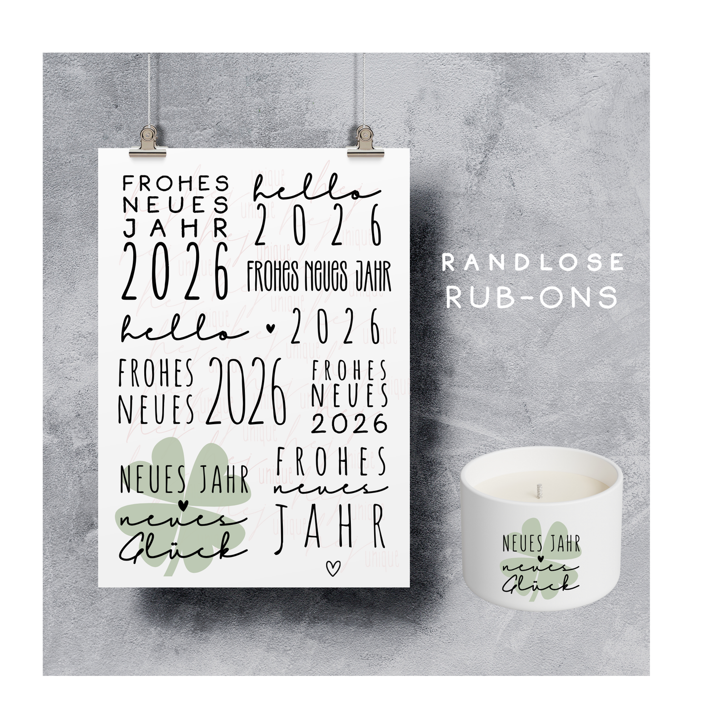 Rub-On Bogen "Frohes Neues XL"