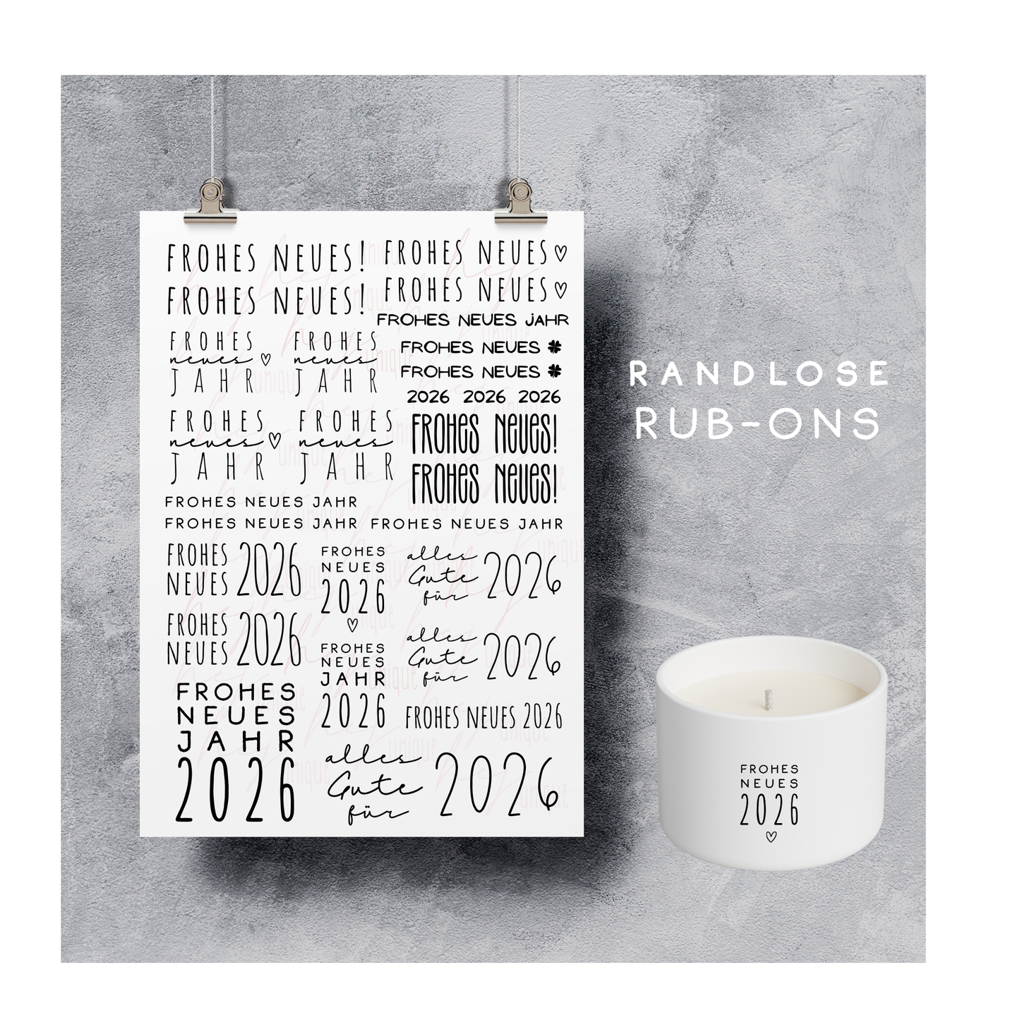 Rub-On Bogen "Frohes Neues"