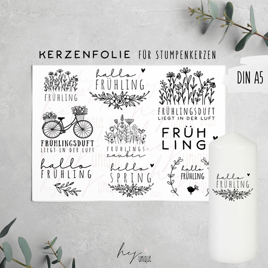 Kerzenfolie Frühling Stumpenkerzen
