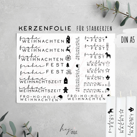 Kerzenfolie *Schriftzüge mit Symbol*
