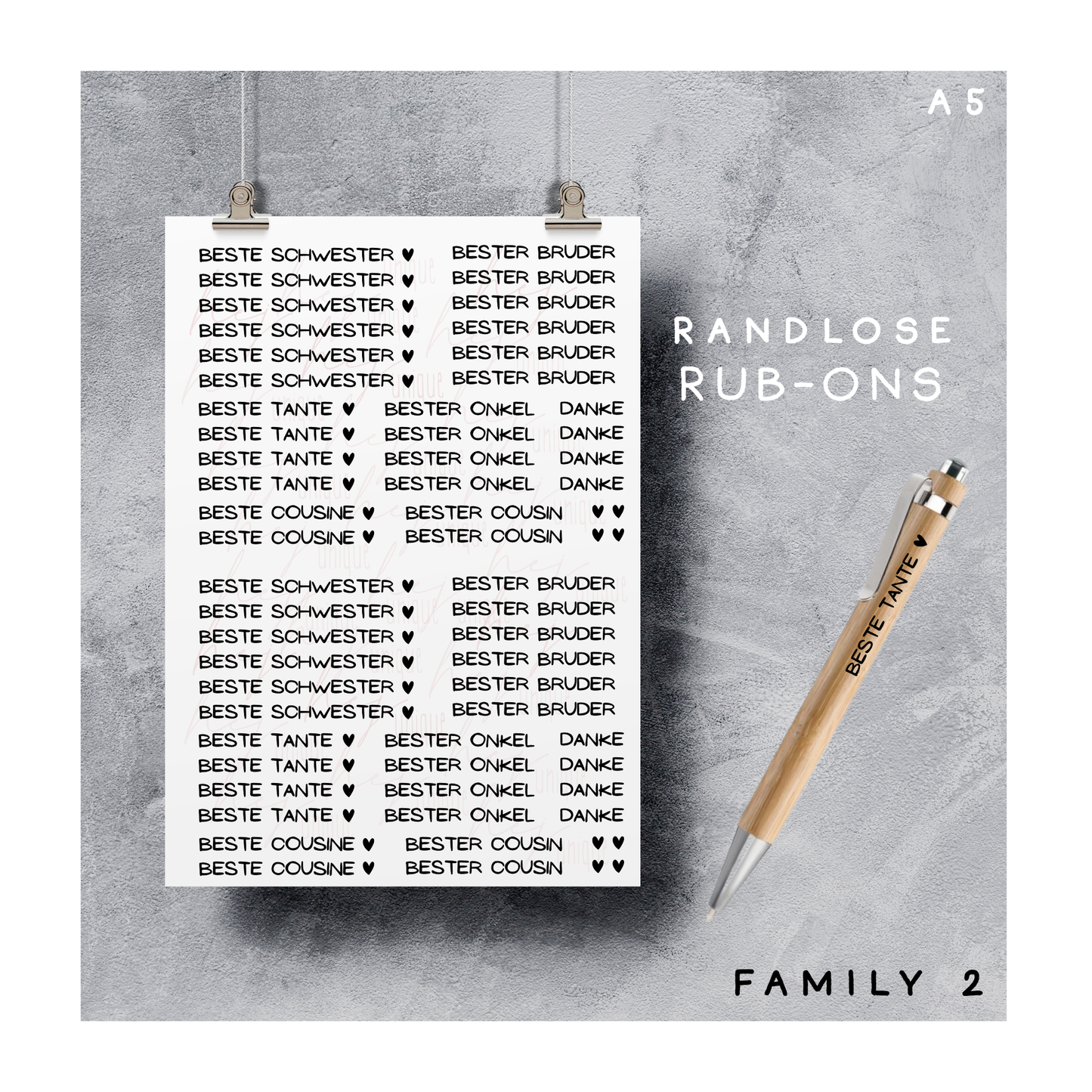 Rub-On Bogen "Family, Friends& Others" Mini zb für Kugelschreiber