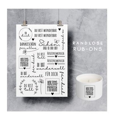 Rub On Aufkleber Herzensmensch A5 Warum du unsere Rub-Ons lieben wirst:  ✔ Randloser Premium-Look   ✔ Besondere Haptik   ✔ Präzise Platzierung dank transparenter Trägerfolie  ✔ Wasser- und kratzfest // Hitze- und UV-beständig   ✔ Starke Haftung auf Glas, Keramik, Holz, Raysin u.v.m.  ✔ Langlebig und hochwertig verarbeitet  ✔ Auch gewerblich nutzbar – keine zusätzliche Lizenz nötig