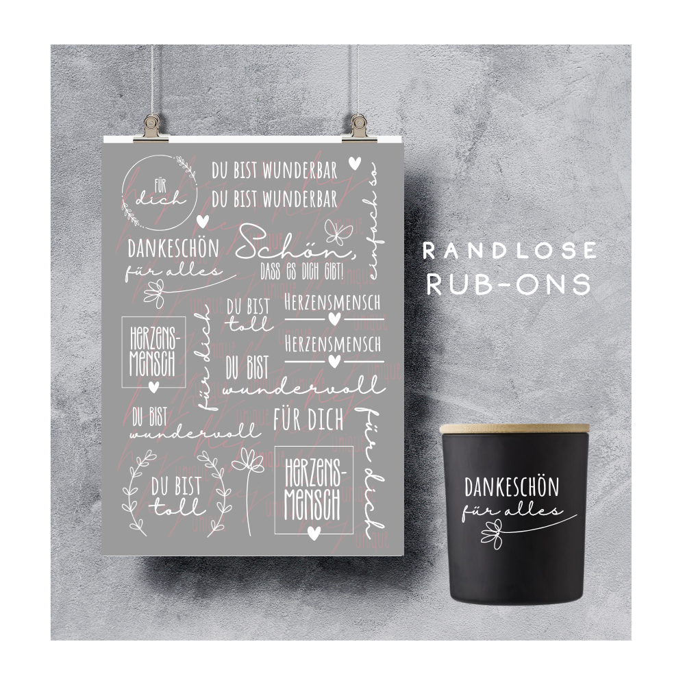 Rub On Aufkleber Herzensmensch A5 Warum du unsere Rub-Ons lieben wirst:  ✔ Randloser Premium-Look   ✔ Besondere Haptik   ✔ Präzise Platzierung dank transparenter Trägerfolie  ✔ Wasser- und kratzfest // Hitze- und UV-beständig   ✔ Starke Haftung auf Glas, Keramik, Holz, Raysin u.v.m.  ✔ Langlebig und hochwertig verarbeitet  ✔ Auch gewerblich nutzbar – keine zusätzliche Lizenz nötig