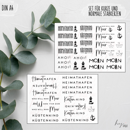 Kerzenfolie Heimathafen tumpenkerzen und Stabkerzen Folie Warum du unsere Kerzenfolie lieben wirst:  ✔ Edle Premium-Folie mit hochwertiger Optik  ✔ Speziell für Kerzen entwickelt   ✔ Aktivierung des Klebers ganz einfach mit Wasser   ✔ Wischfest und langlebig bei sorgfältiger Verarbeitung  ✔ Besonders elastisch – passt sich Kerzenoberfläche optimal an  ✔ Gewerblich nutzbar – keine zusätzliche Lizenz nötig