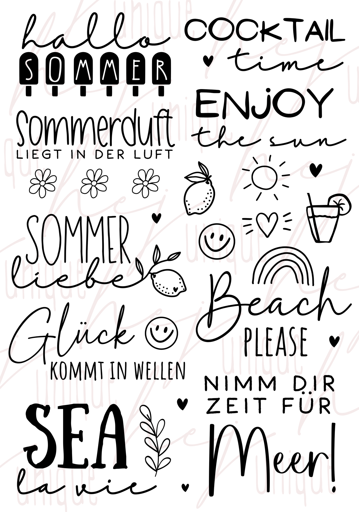 Rub-On Bogen "Sommerliebe" A5