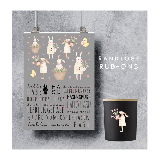Rub-On Bogen „Hallo Hase" A5 oder A6