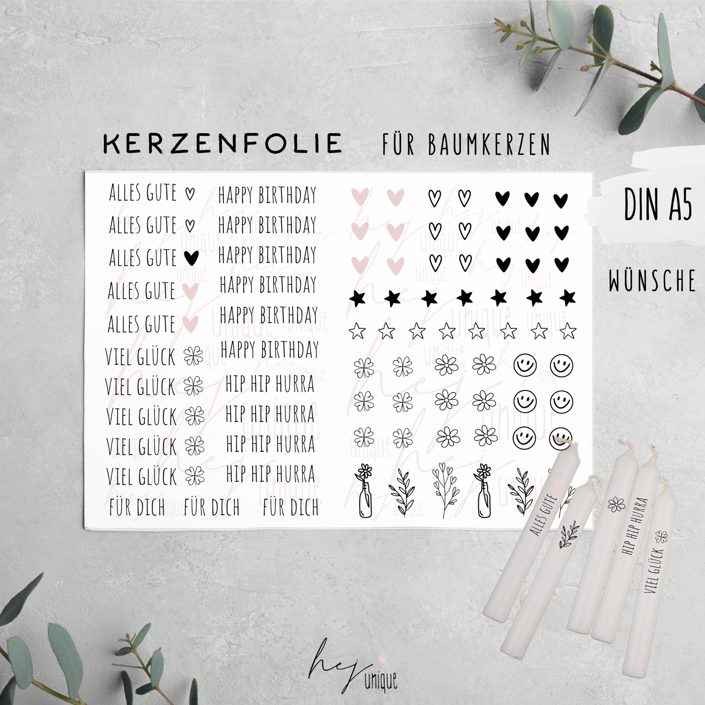 Kerzenfolie für Baumkerzen *Wünsche*