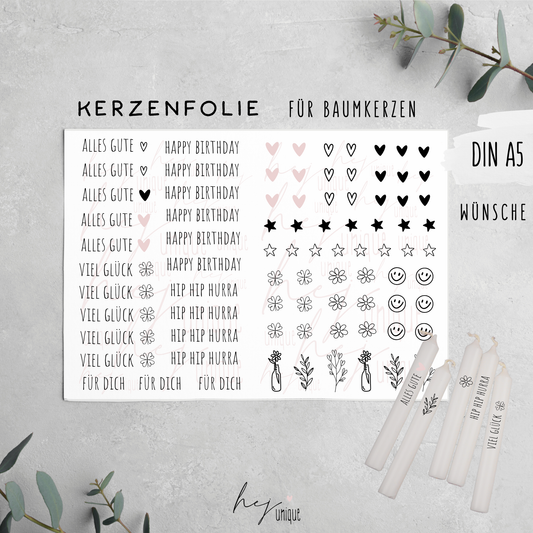 Kerzenfolie für Baumkerzen *Wünsche*
