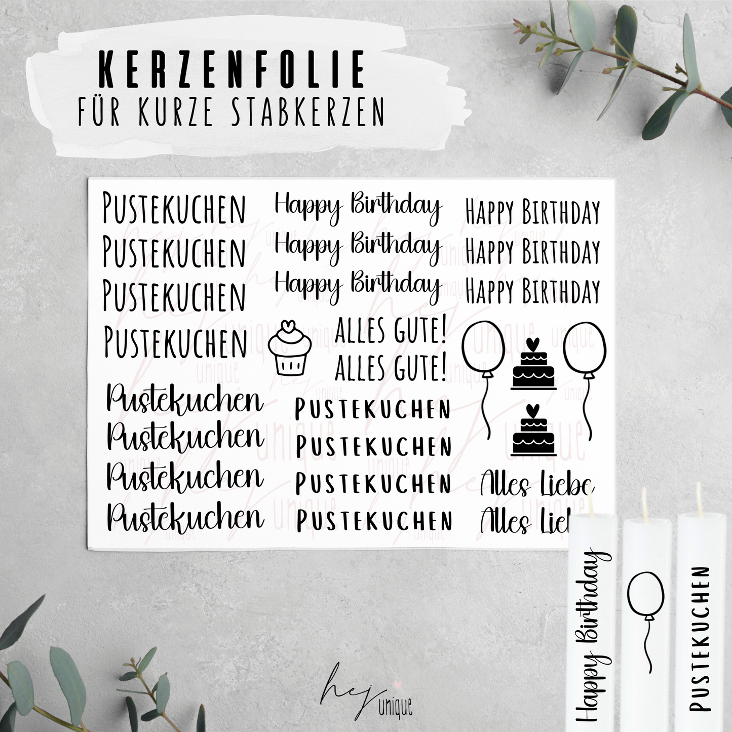 Kerzenfolie *Pustekuchen* kleine Kerzen