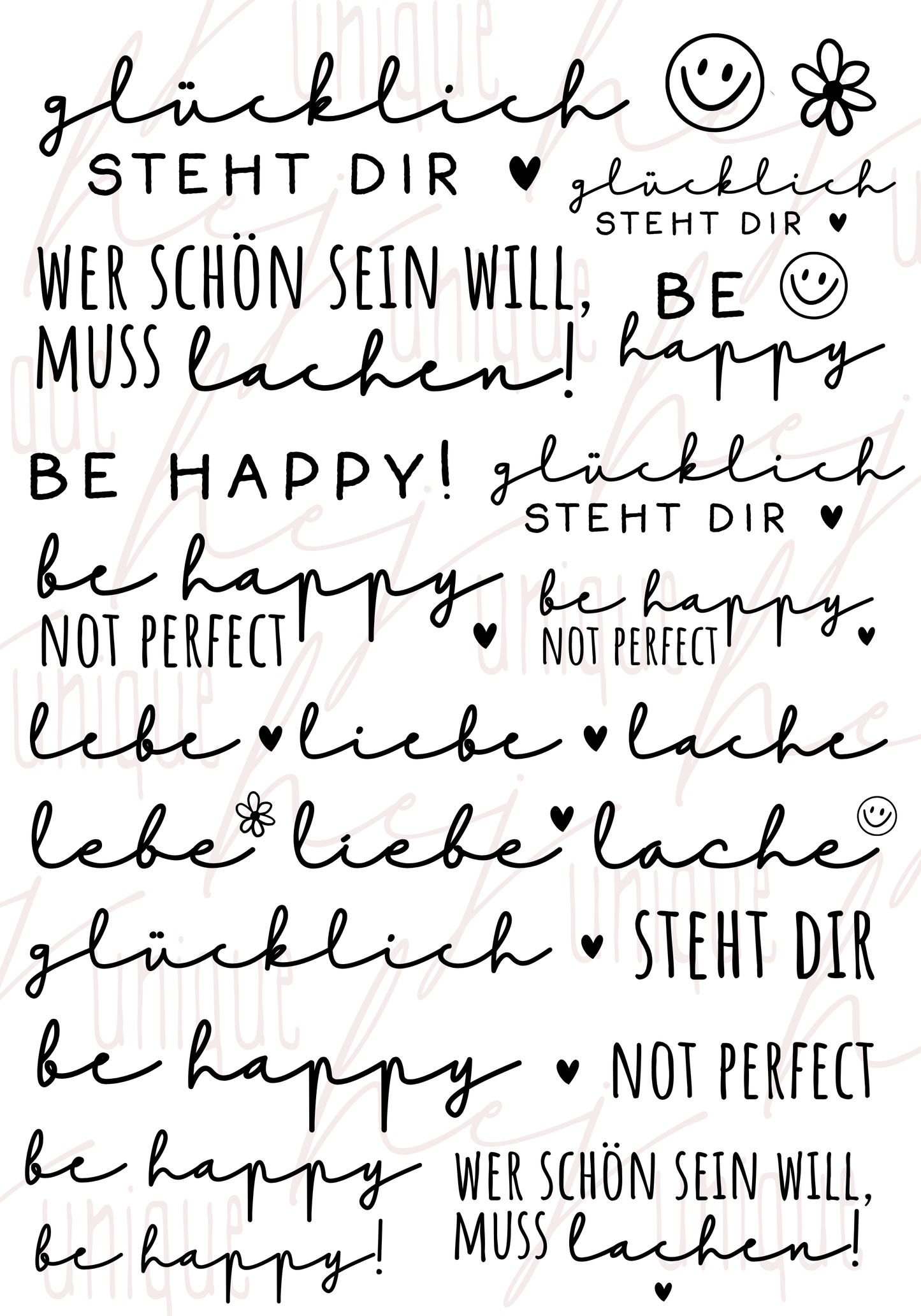 Rub-On Bogen "Be Happy" A5