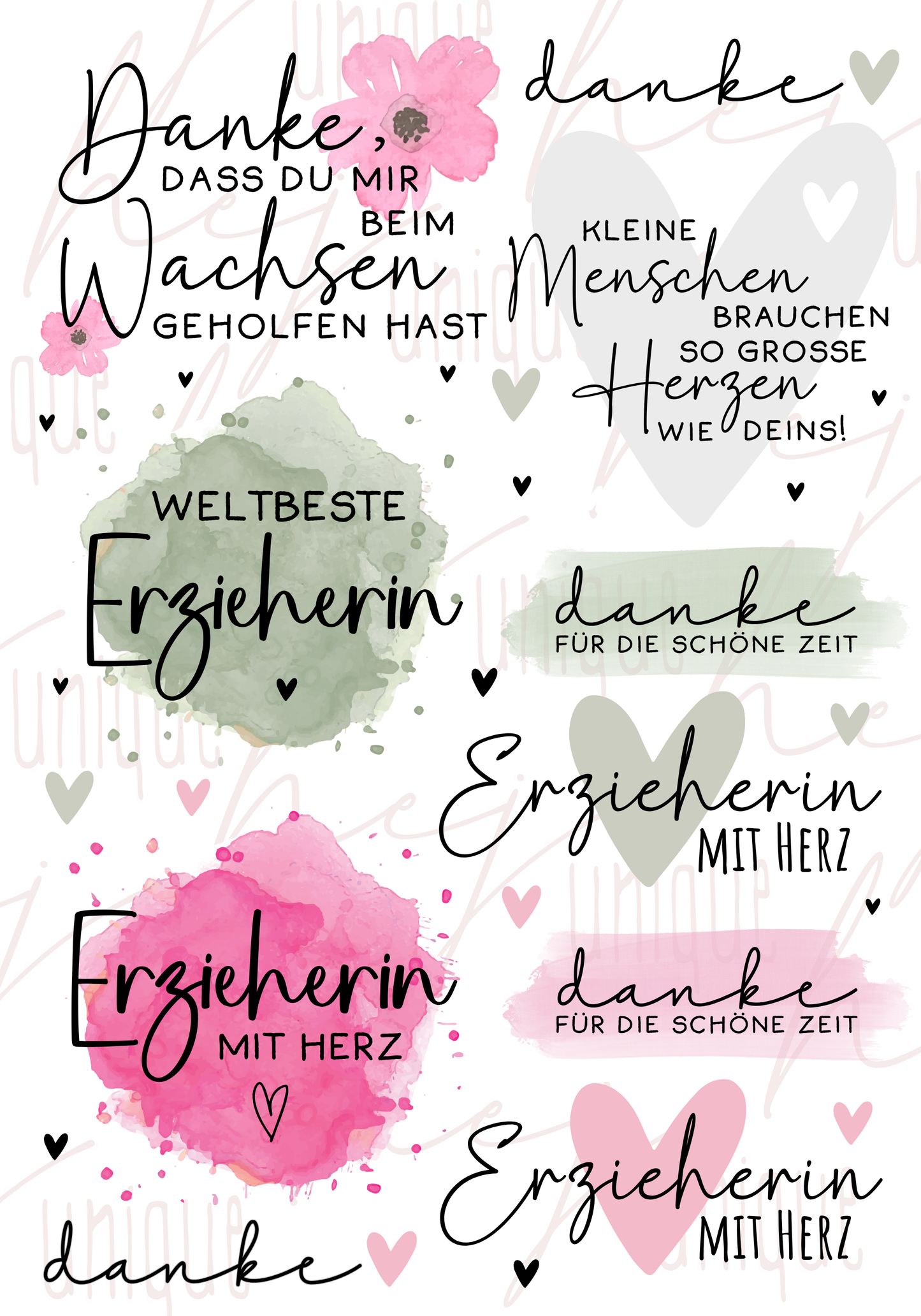 Rub-On Bogen "Weltbeste Erzieherin" A5