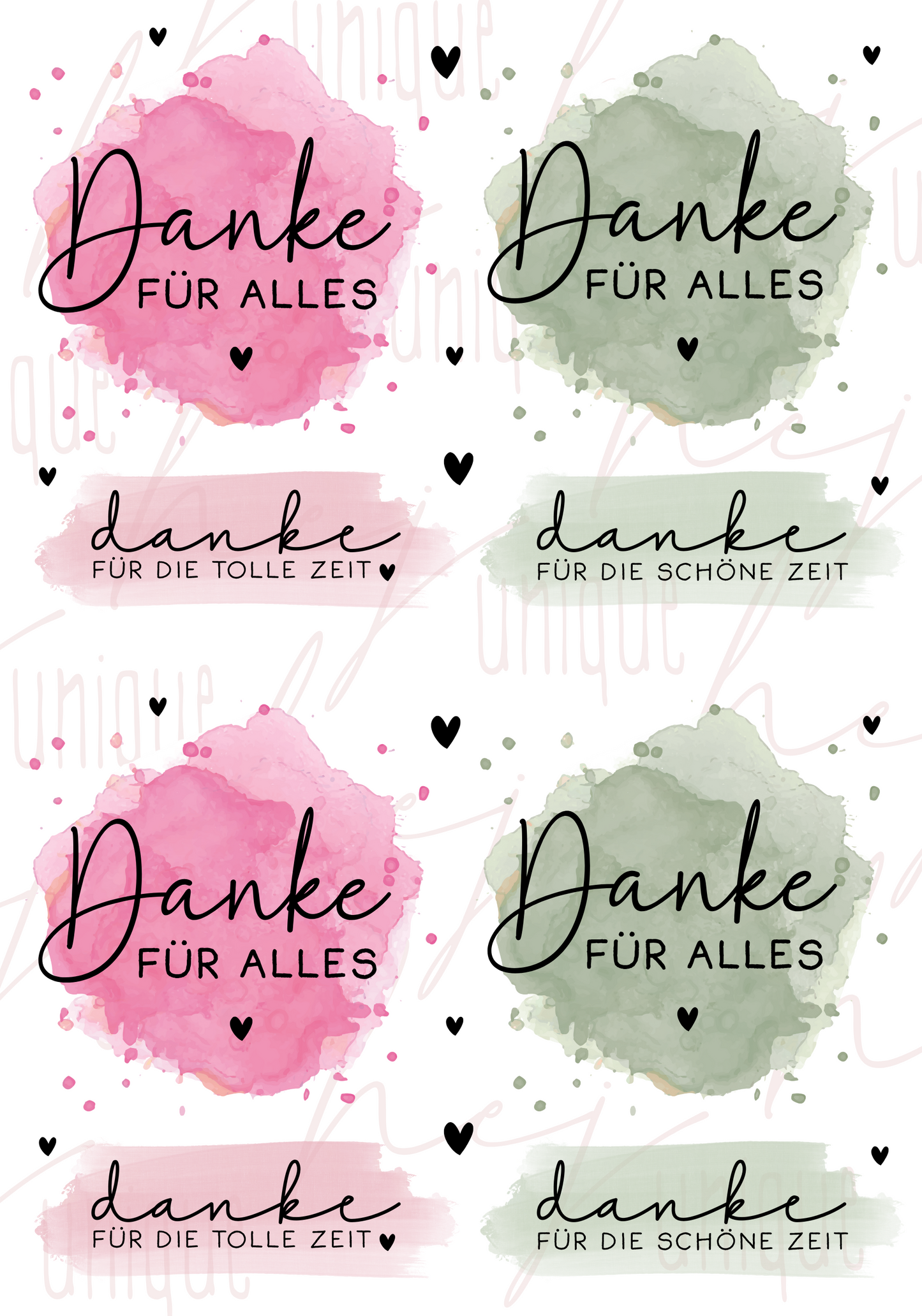 Rub-On Bogen "Danke bunt" A5
