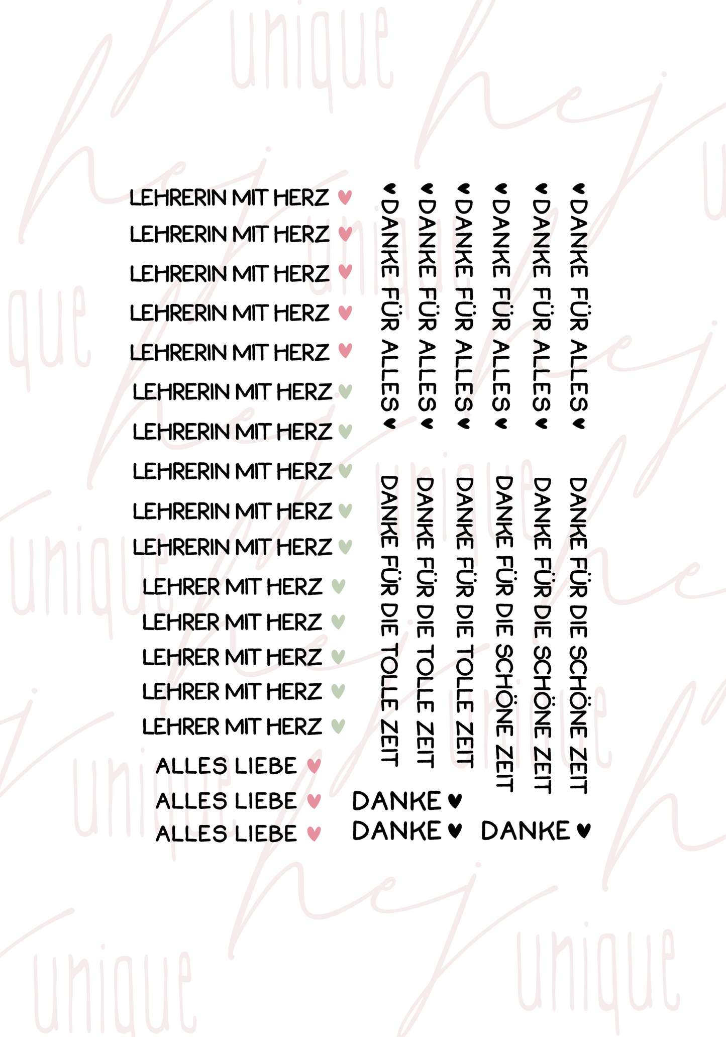 Rub-On Bogen "Lehrer/in mit Herz-MINI" A6