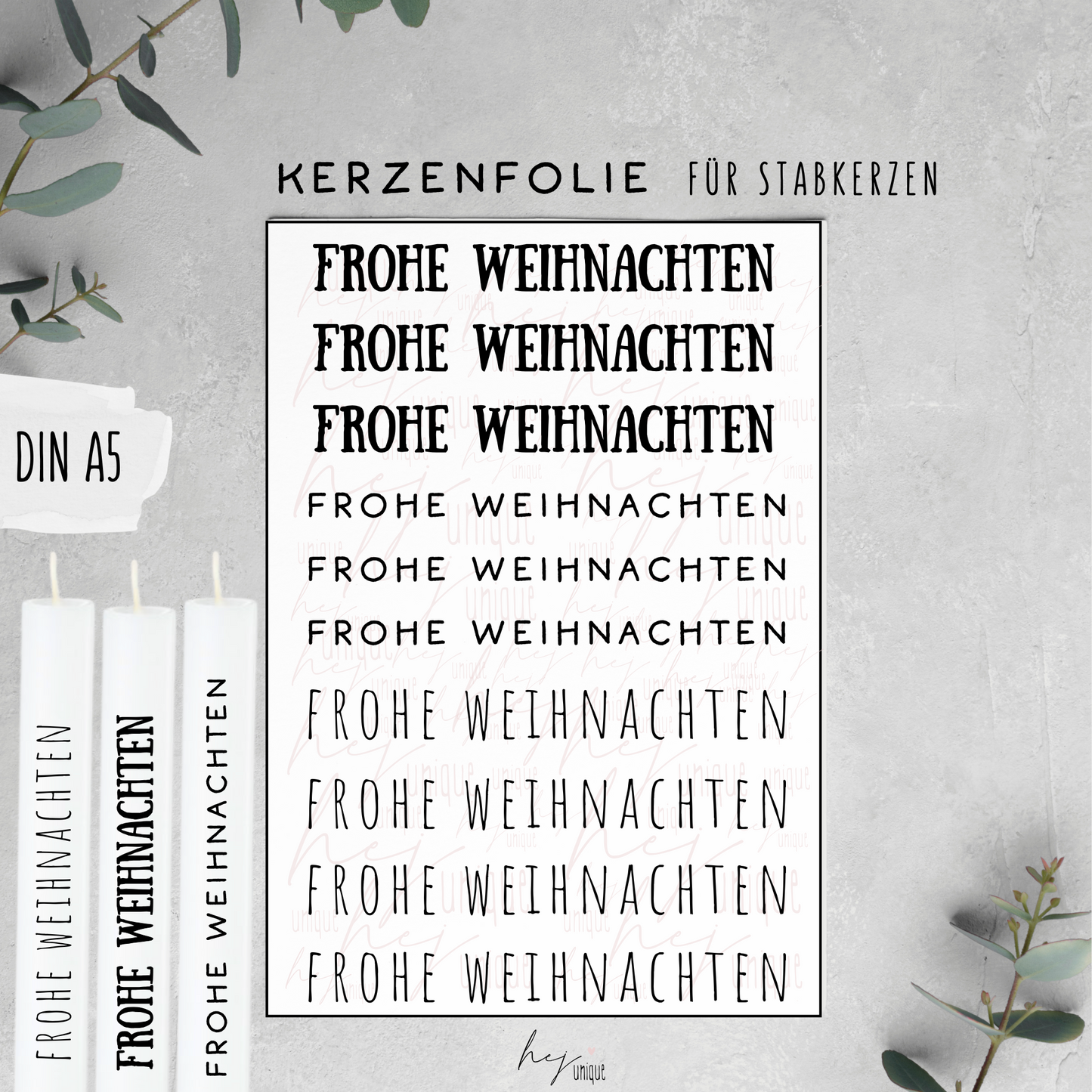 Kerzenfolie Schriftzüge *Frohe Weihnachten*