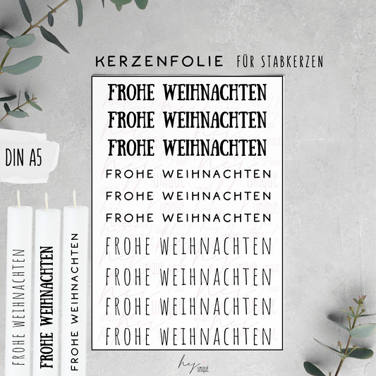 Kerzenfolie Schriftzüge *Frohe Weihnachten*