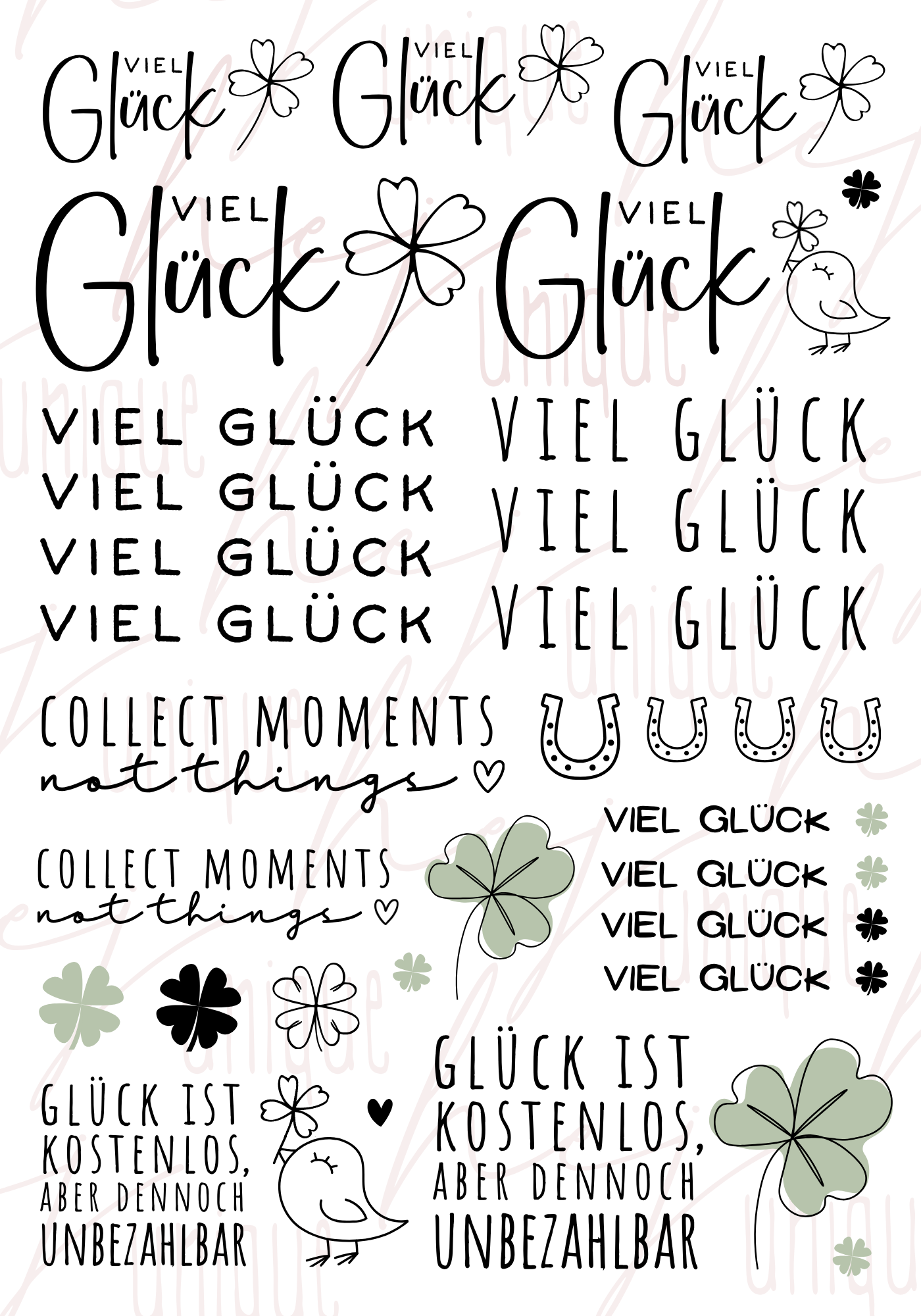 Rub-On Bogen "Viel Glück"