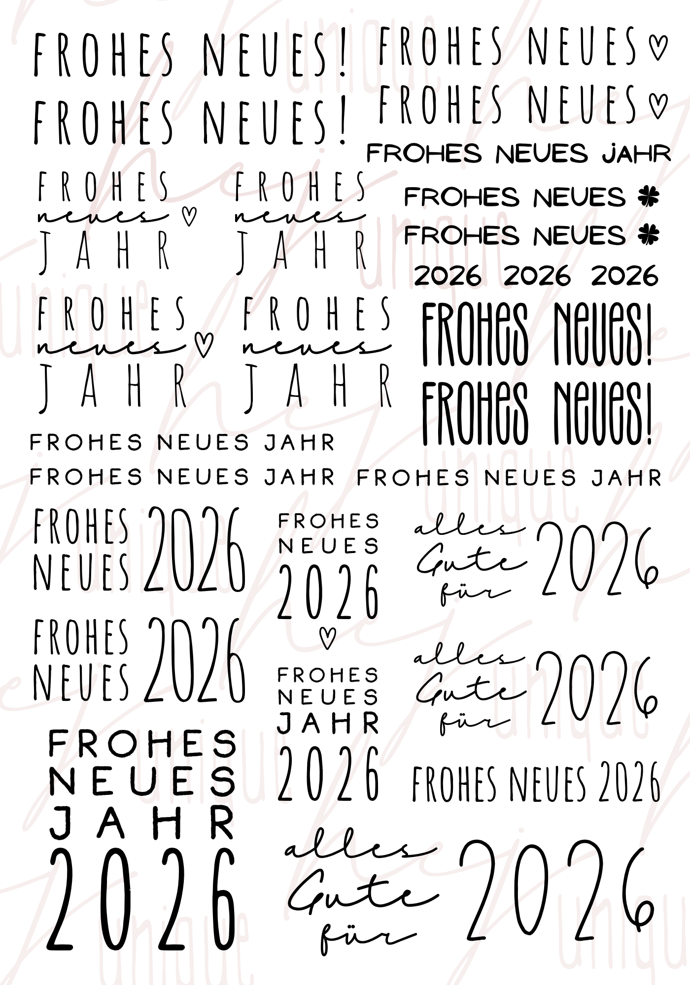 Rub-On Bogen "Frohes Neues"