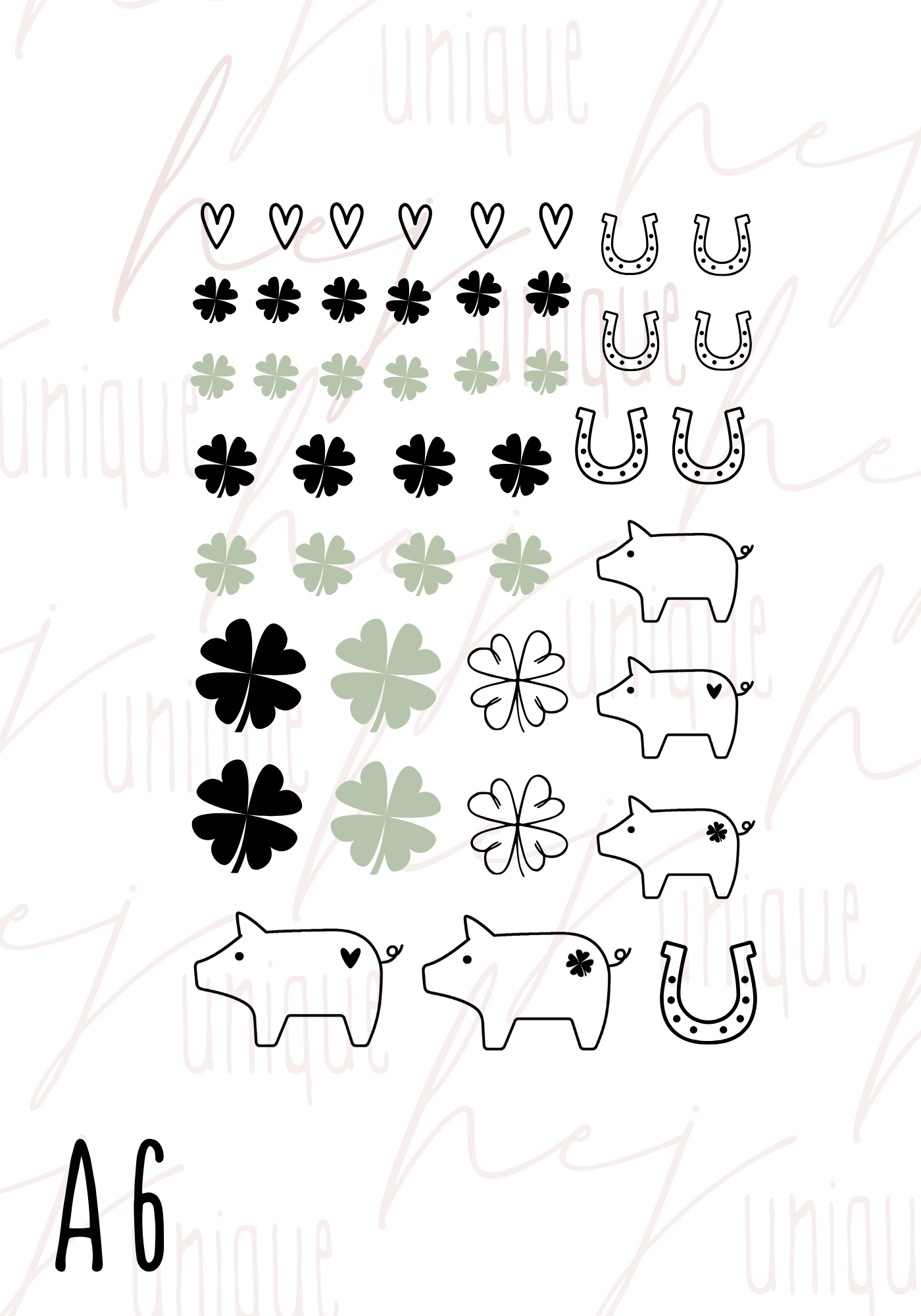 Rub-On Bogen "Glückssymbole"